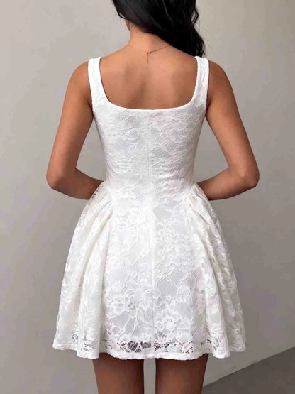 Floral Lace Square Neck Mini Dress
