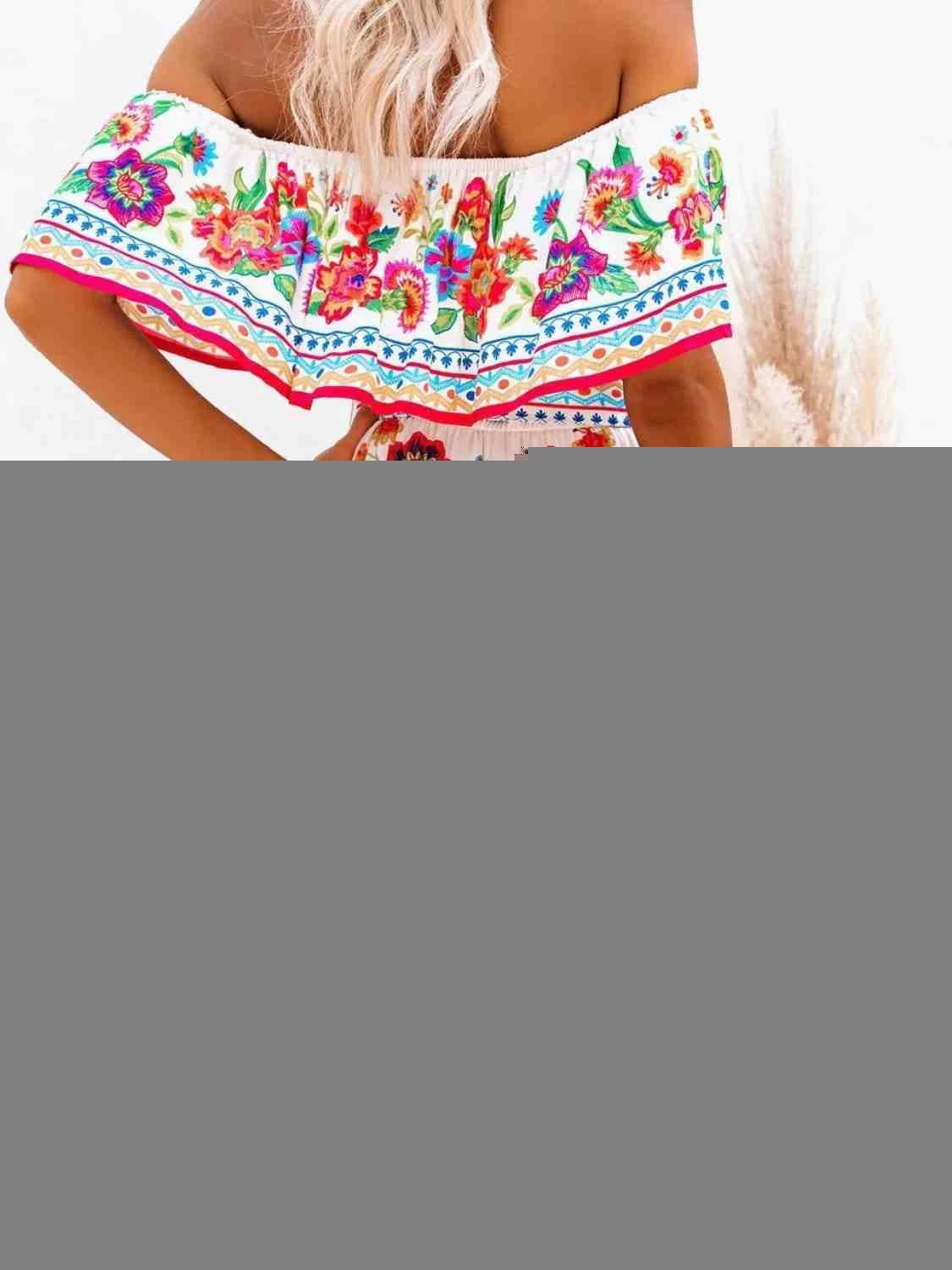 Floral Off Shoulder Ruffle Maxi Dress