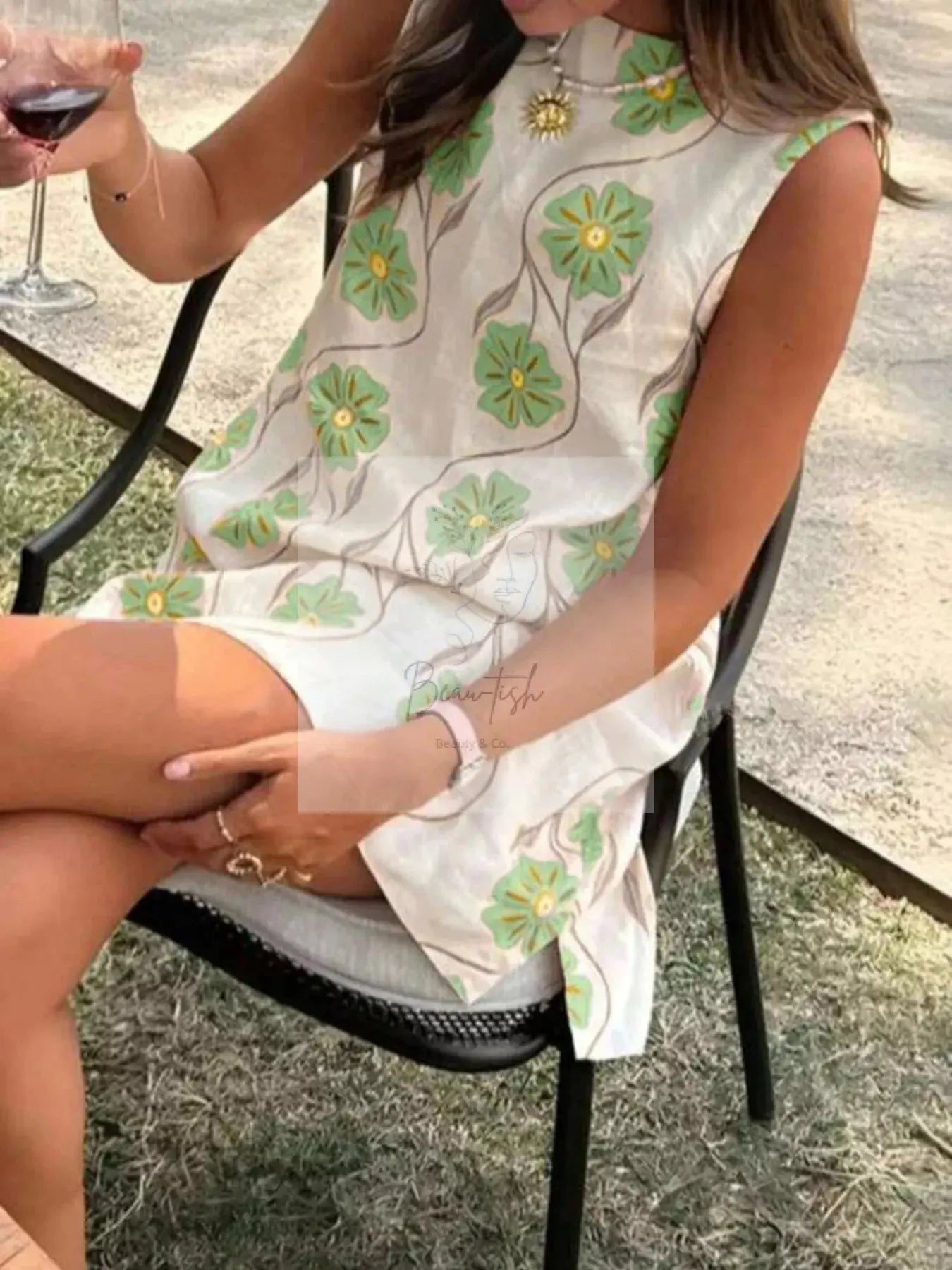 Floral Pattern Sleeveless Mini Dress