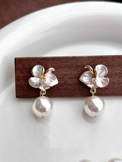 Floral Pearl Drop Earrings