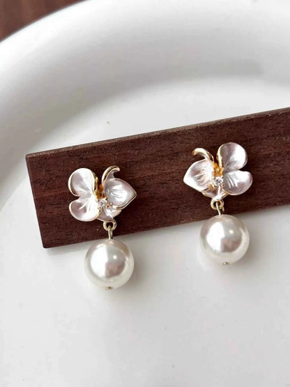Floral Pearl Drop Earrings