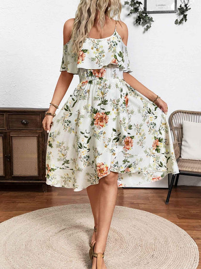 Floral Print Cold Shoulder Cami Dress