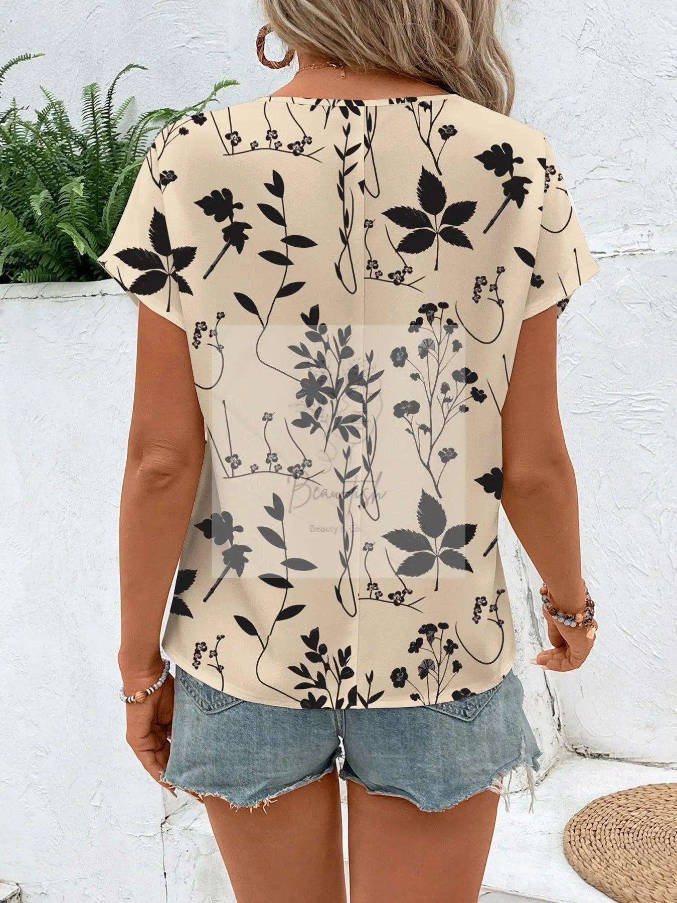 Floral Print Round Neck Blouse