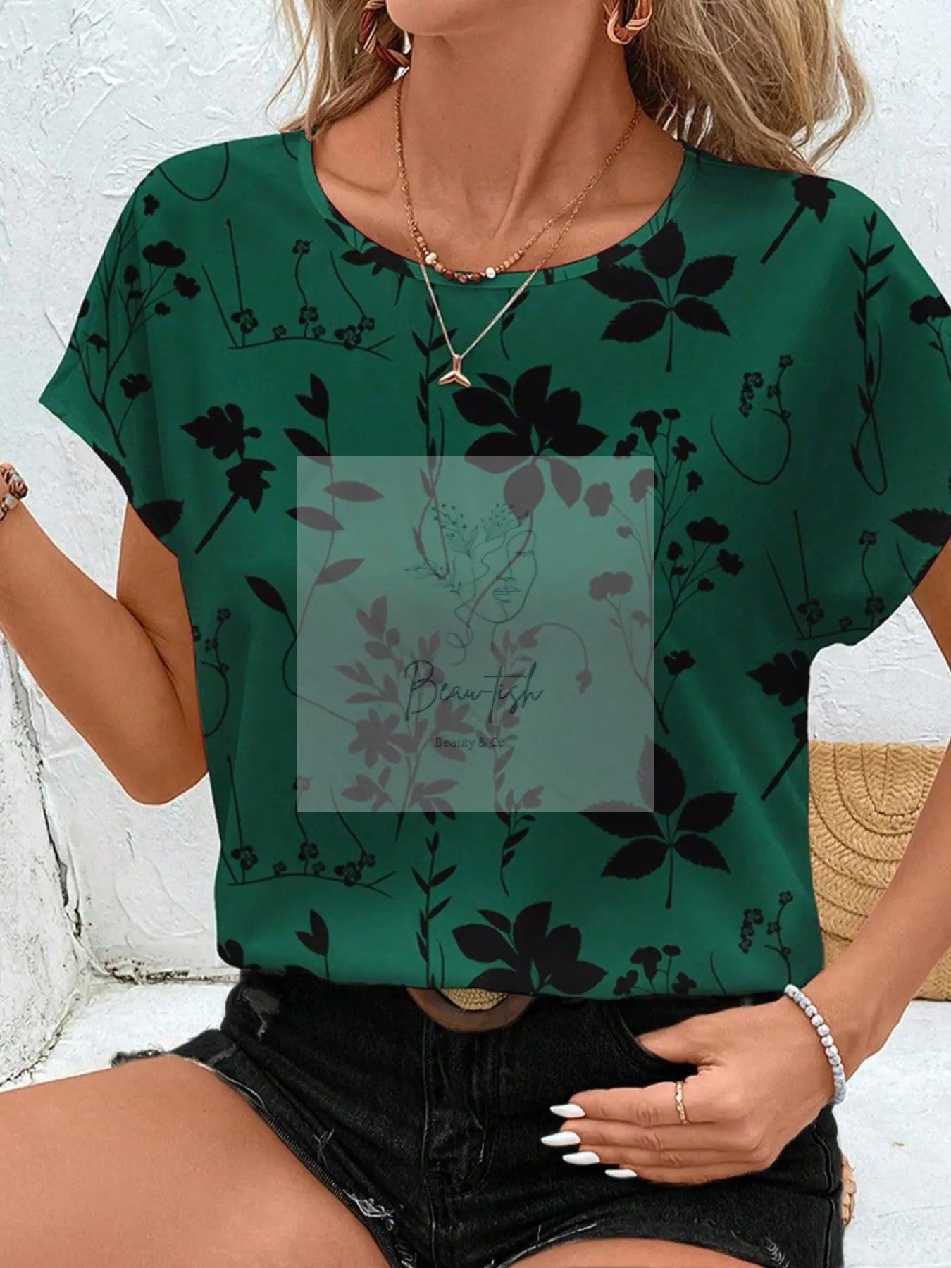 Floral Print Round Neck Blouse