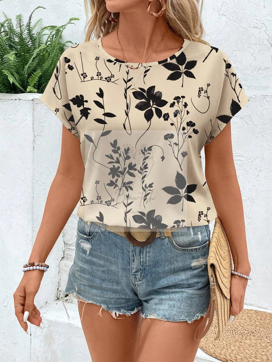 Floral Print Round Neck Blouse