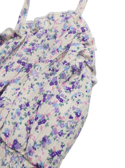 Floral Print Shirred Cami Maxi Dress