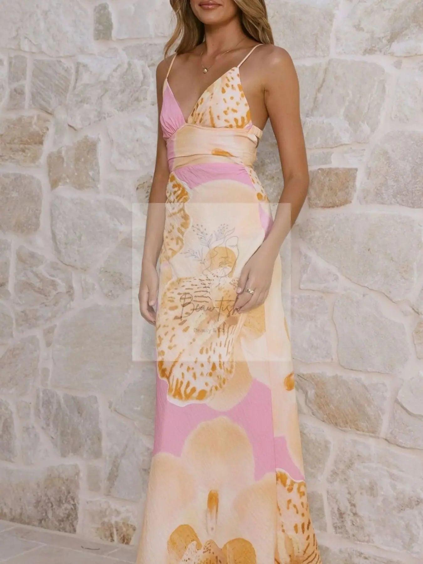 Floral Print Spaghetti Strap Dress