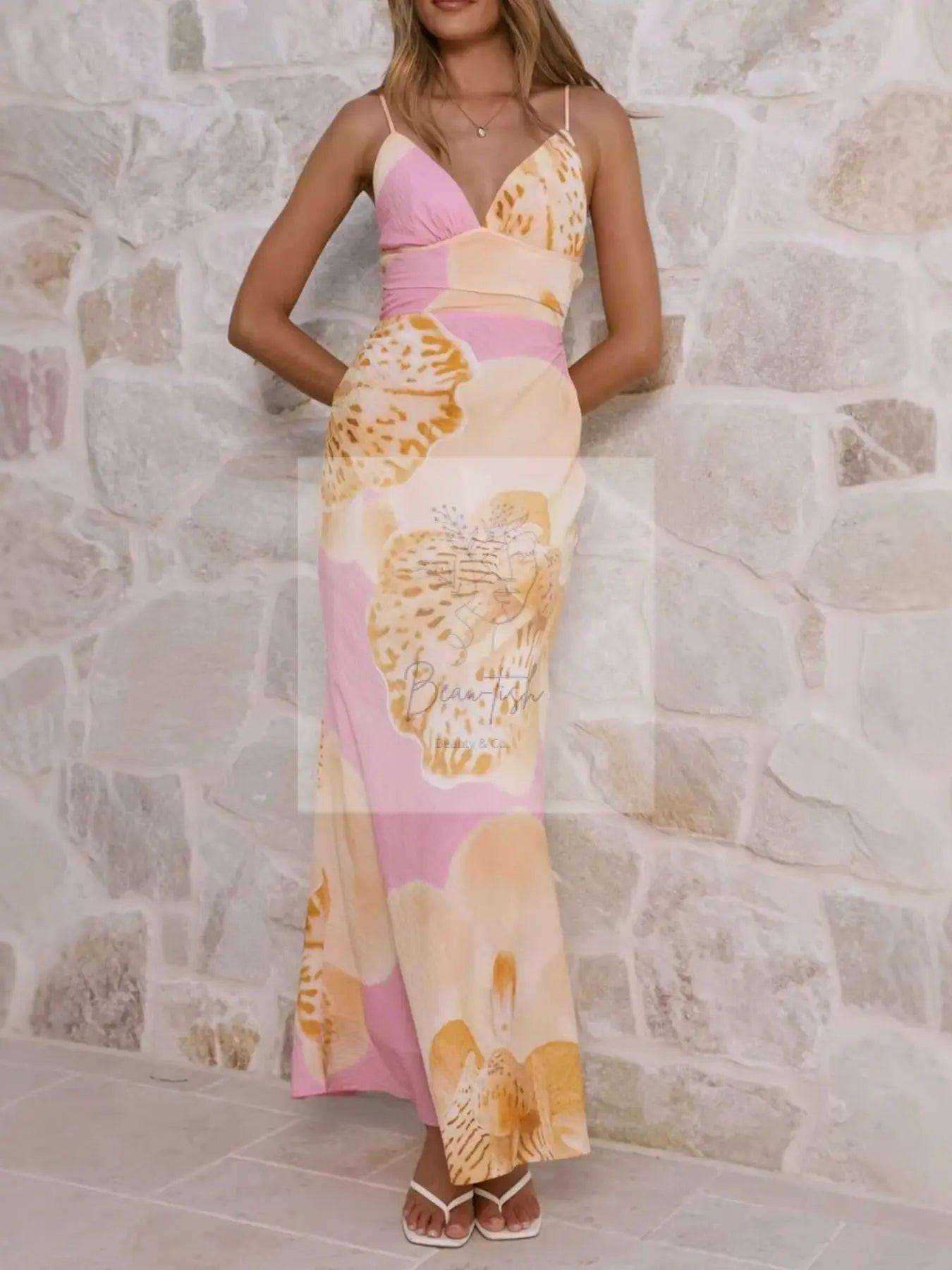 Floral Print Spaghetti Strap Dress