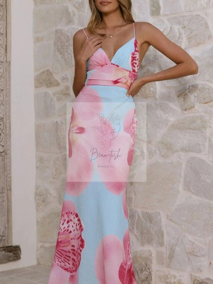 Floral Print Spaghetti Strap Dress