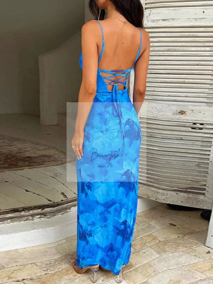 Floral Print Spaghetti Strap Maxi Cami Dress