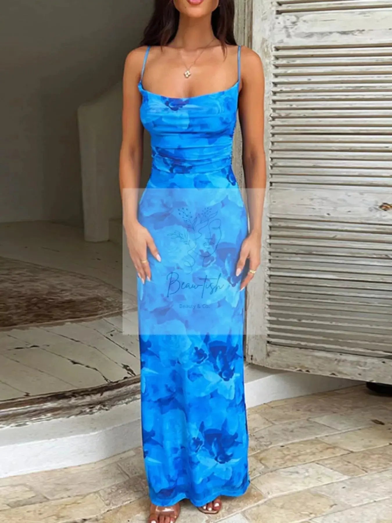 Floral Print Spaghetti Strap Maxi Cami Dress