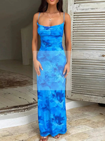 Floral Print Spaghetti Strap Maxi Cami Dress