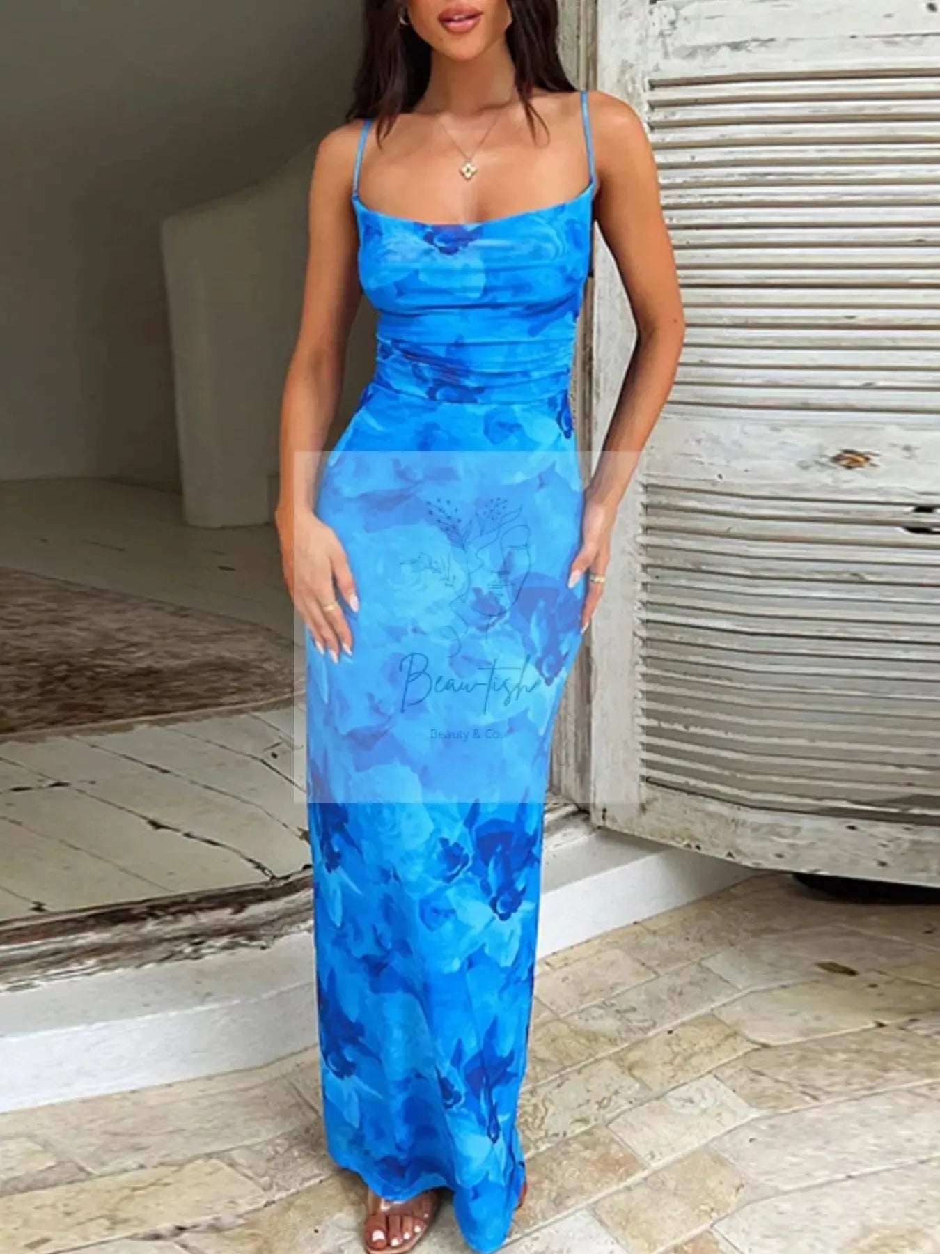 Floral Print Spaghetti Strap Maxi Cami Dress