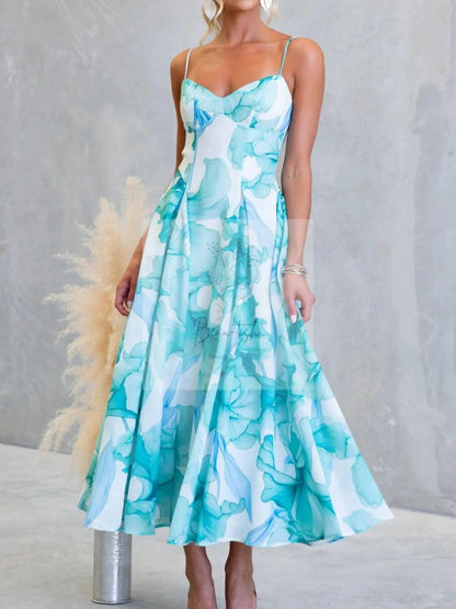 Floral Print Spaghetti Strap Midi Dress
