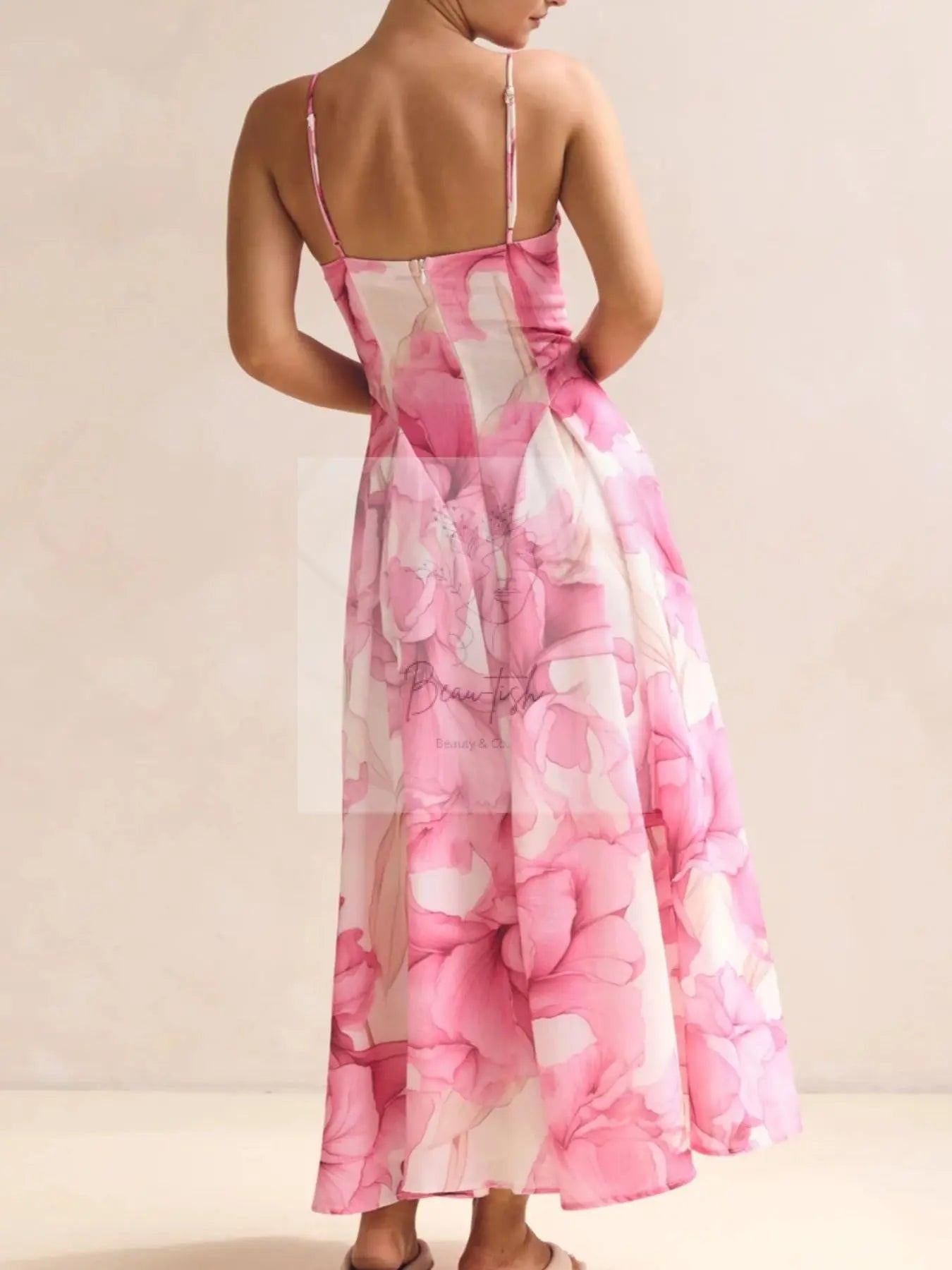 Floral Print Spaghetti Strap Midi Dress