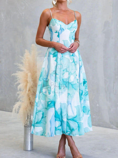 Floral Print Spaghetti Strap Midi Dress