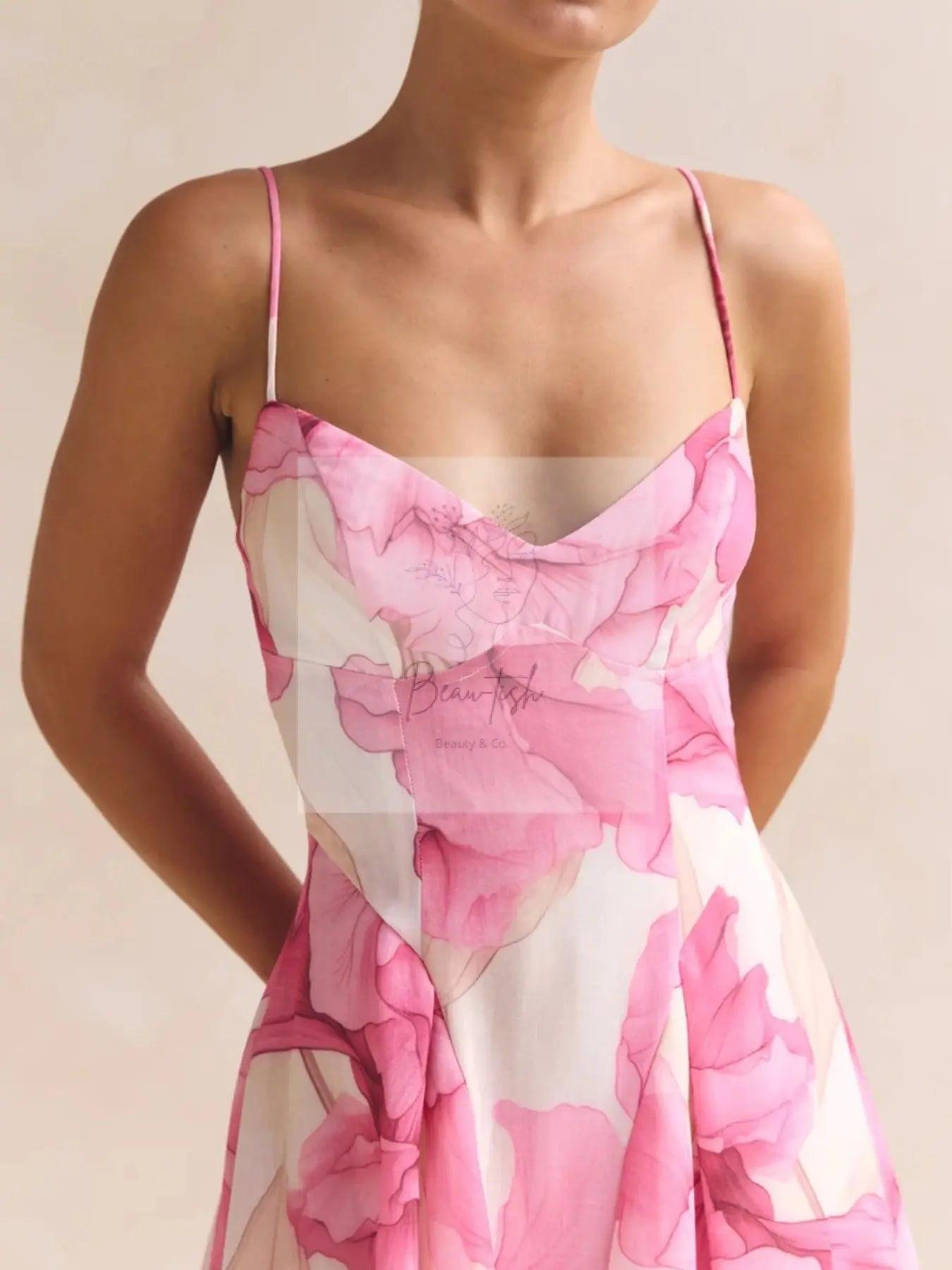 Floral Print Spaghetti Strap Midi Dress