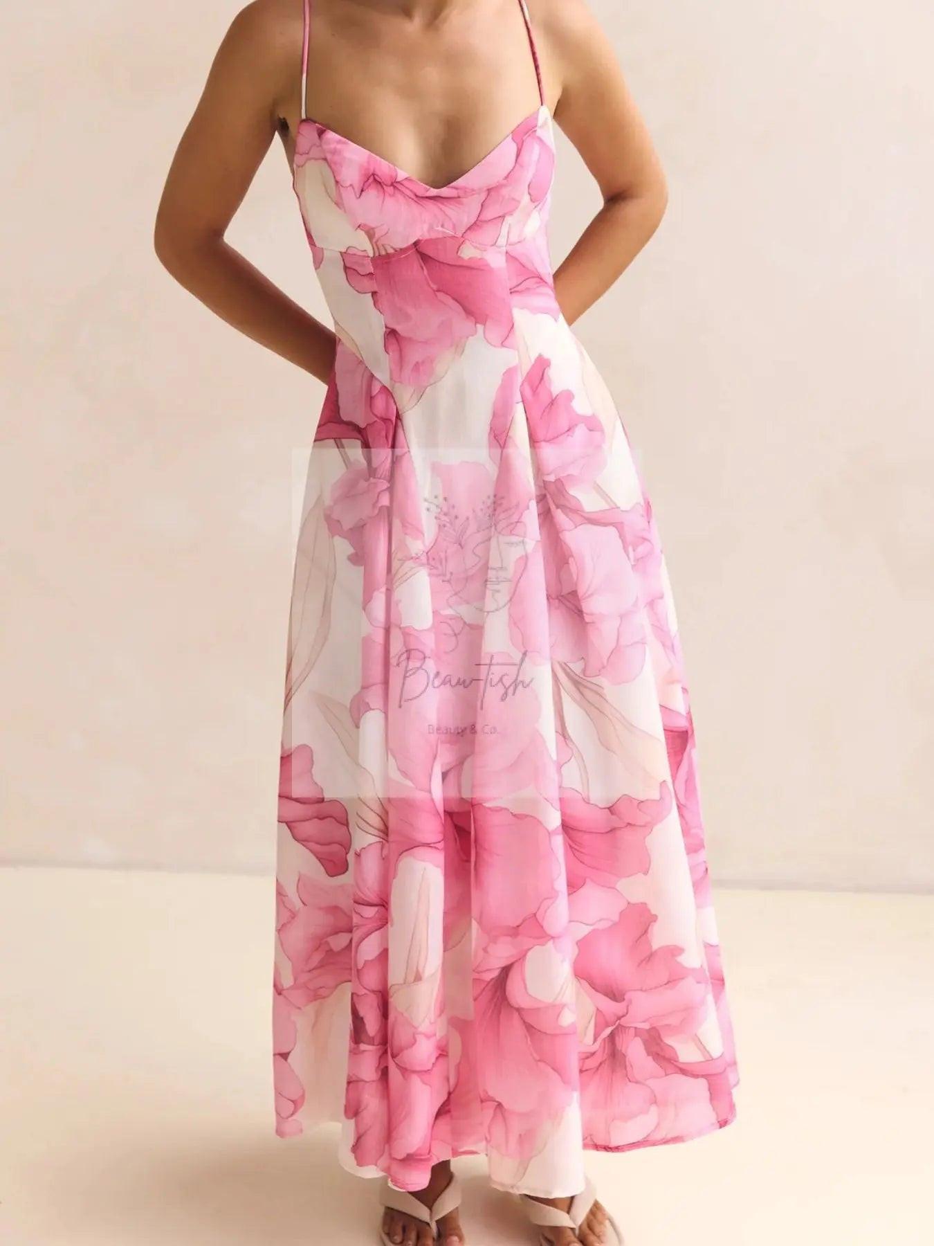 Floral Print Spaghetti Strap Midi Dress