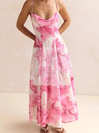 Floral Print Spaghetti Strap Midi Dress