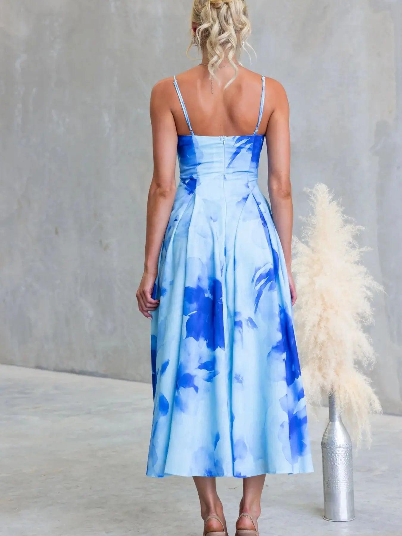 Floral Print Spaghetti Strap Midi Dress