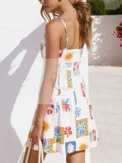 Floral Print Tie-Front Mini Dress