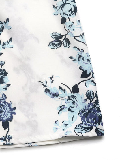 Floral Print Tie Front Wide Leg Pants