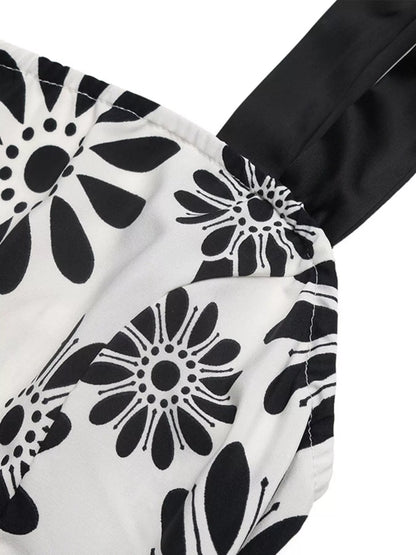 Floral Print Tie Strap Casual Maxi Dress