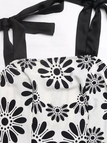 Floral Print Tie Strap Casual Maxi Dress