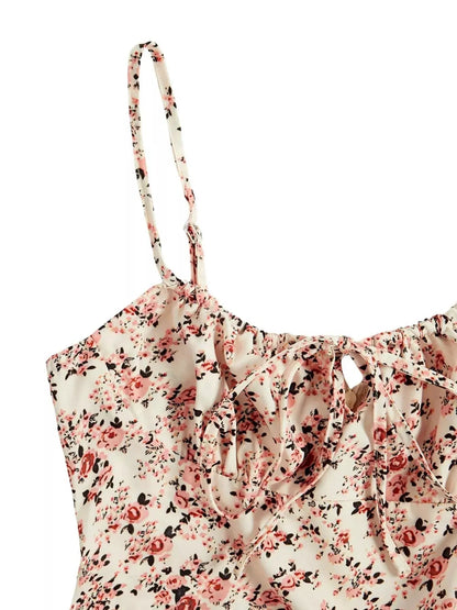 Floral Print Tie Strap Mini Dress