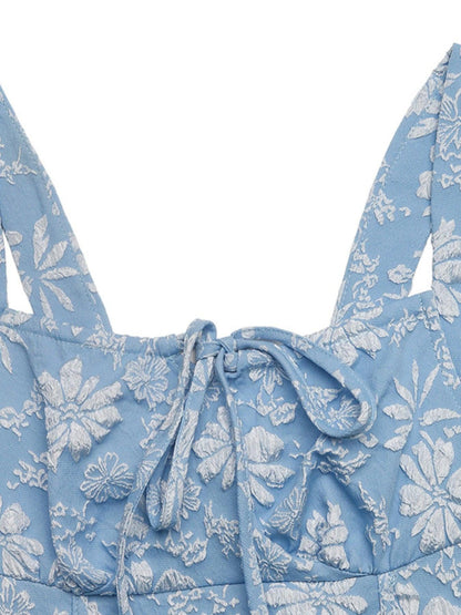 Floral Tie-Front A-Line Midi Dress