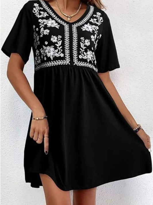 Floral V-Neck Mini Dress