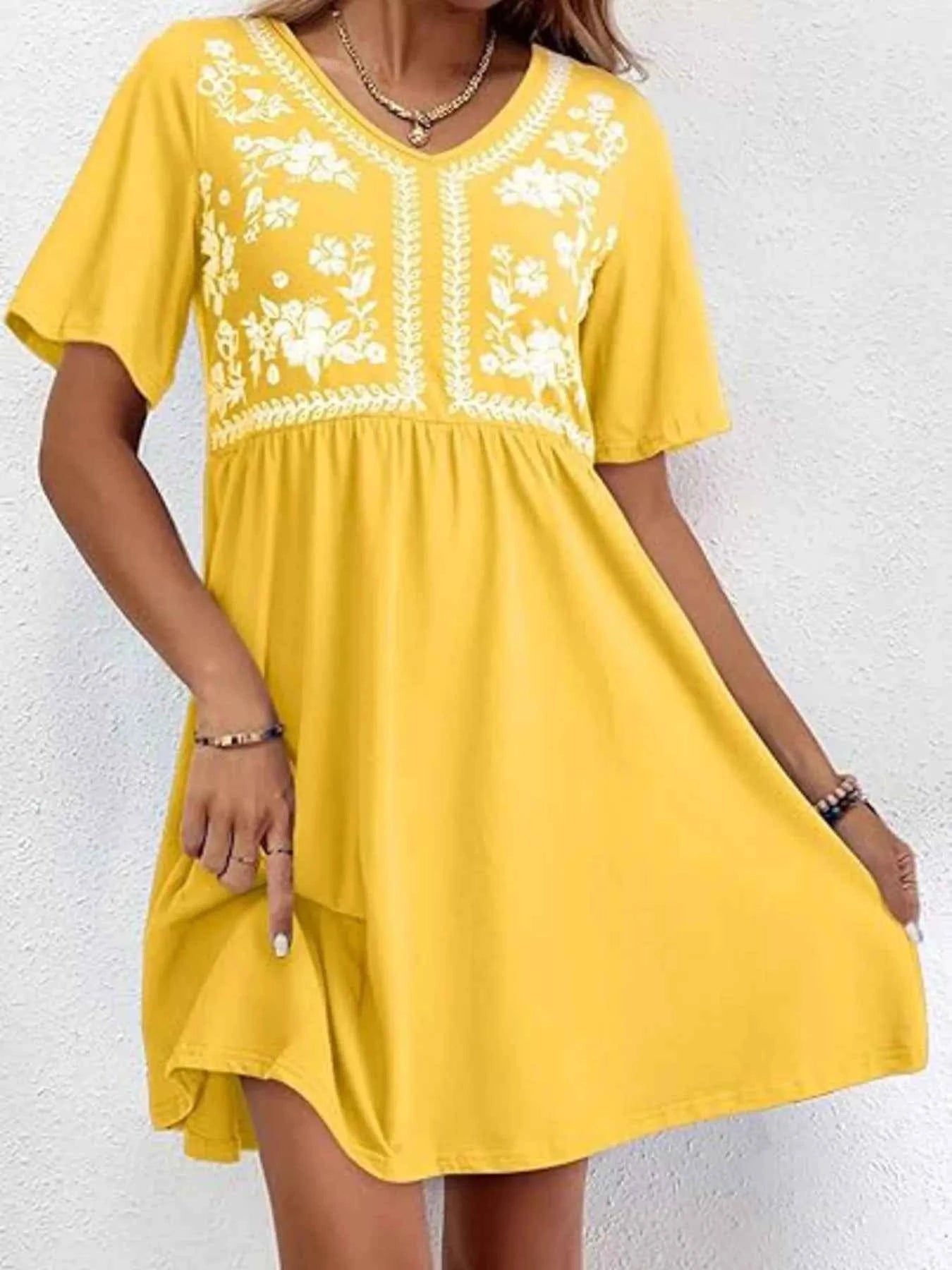 Floral V-Neck Mini Dress