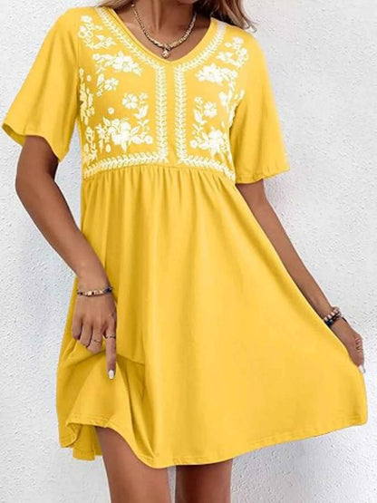 Floral V-Neck Mini Dress