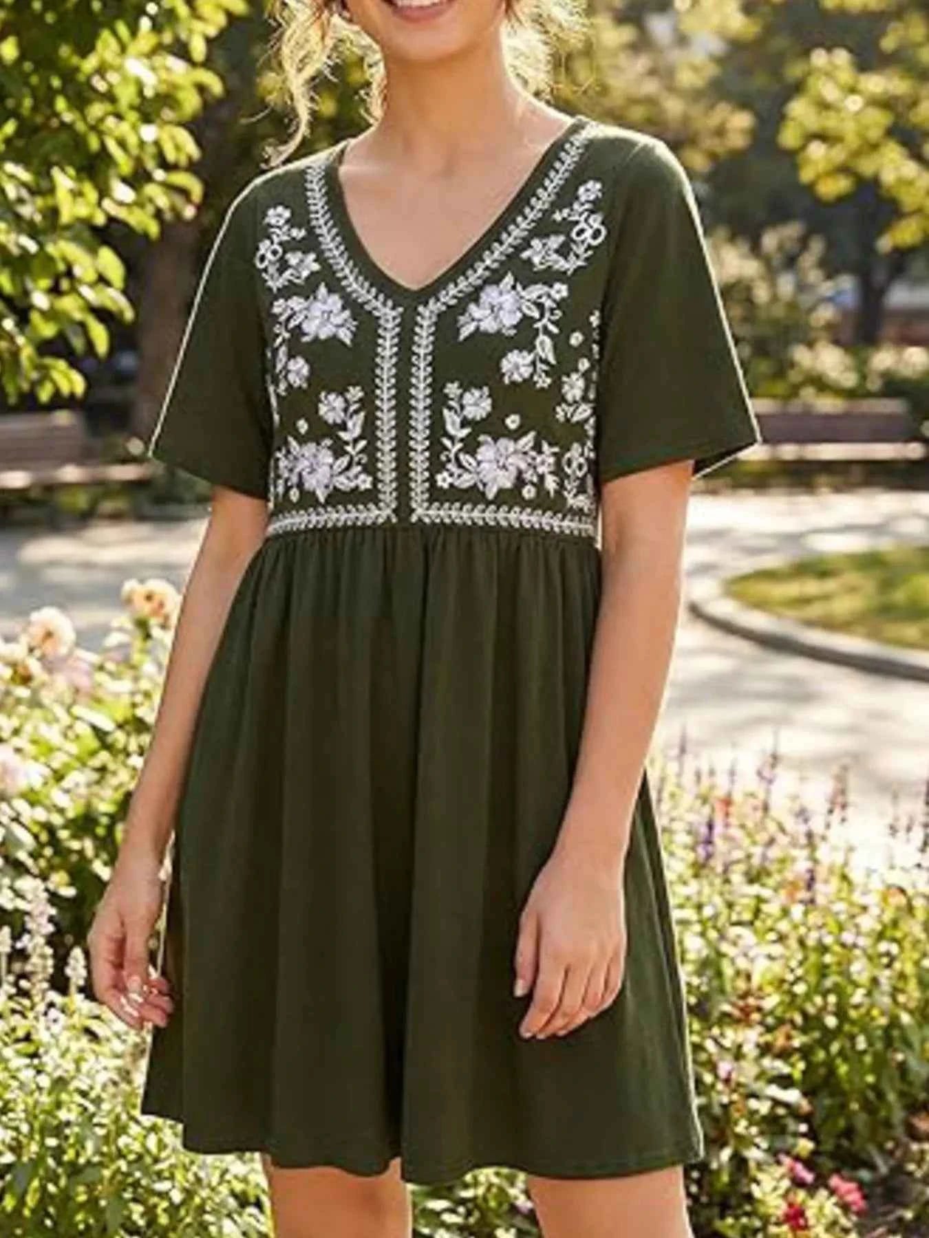 Floral V-Neck Mini Dress