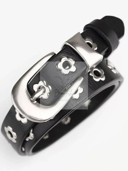 Flower Adjustable Leather Belt