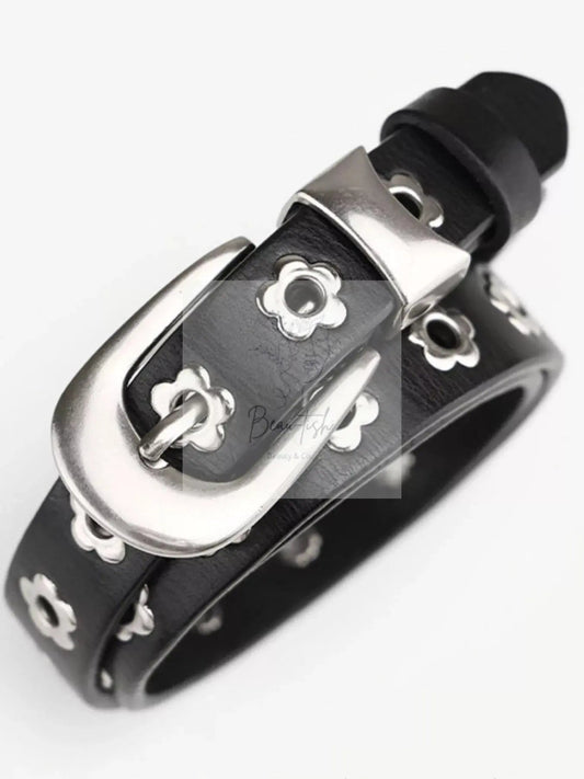 Flower Adjustable Leather Belt