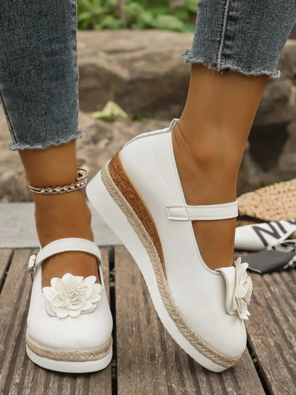 Flower Embellished Mary Jane Loafers
