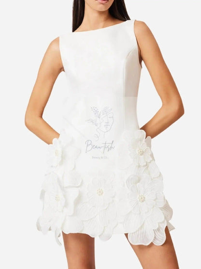 Flower Round Neck Sleeveless Dress