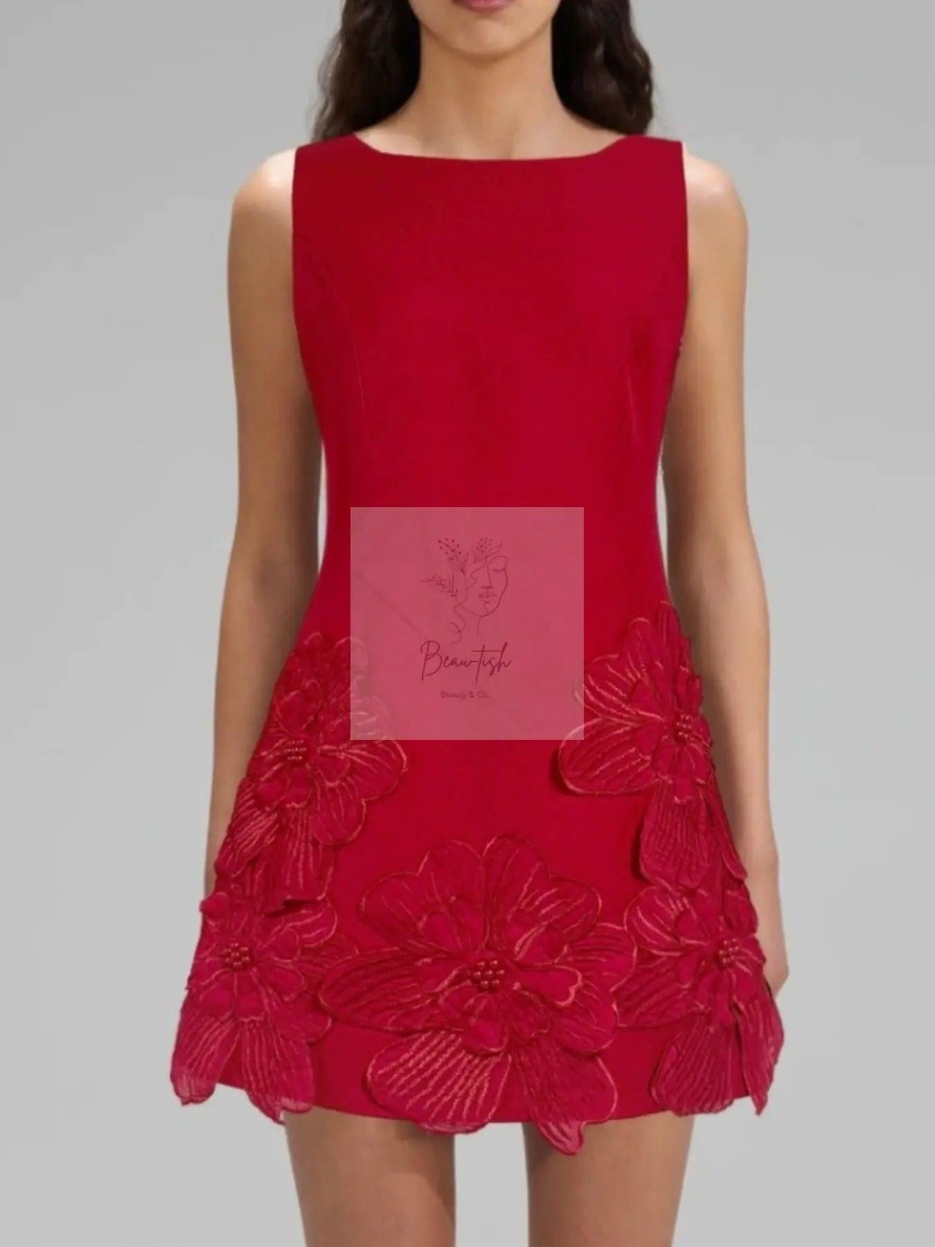 Flower Round Neck Sleeveless Dress