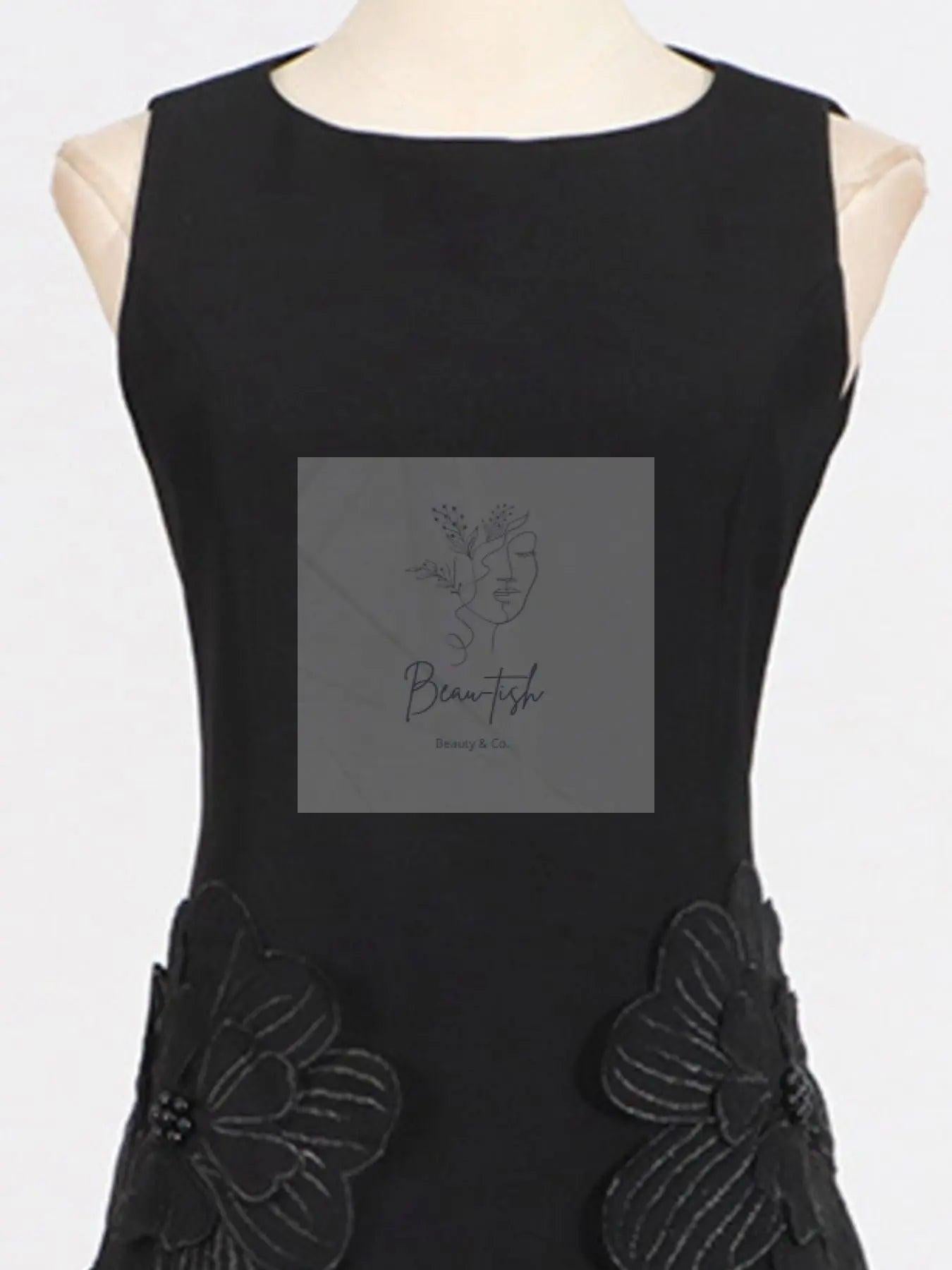 Flower Round Neck Sleeveless Dress