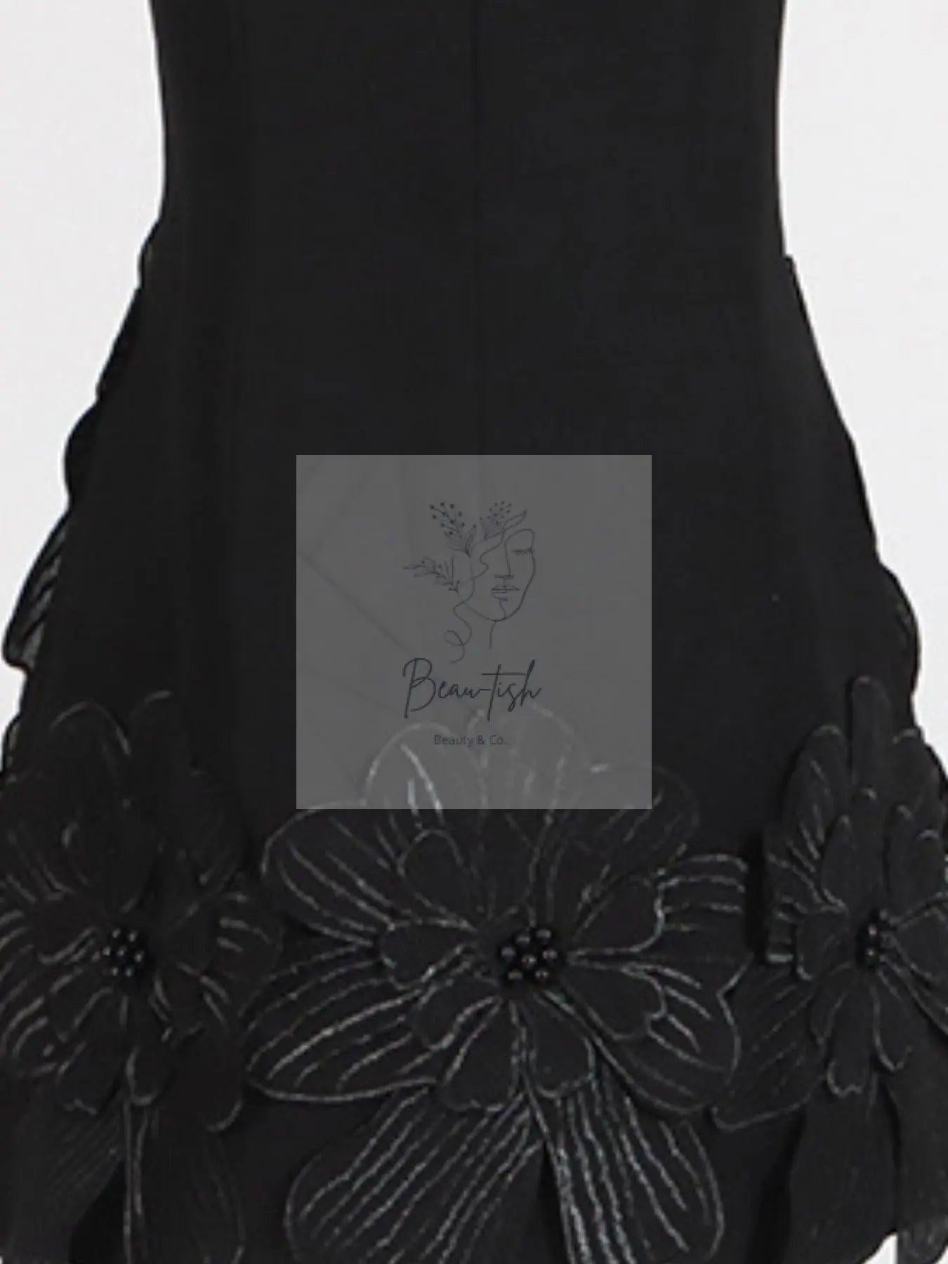 Flower Round Neck Sleeveless Dress
