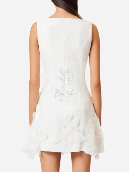 Flower Round Neck Sleeveless Dress