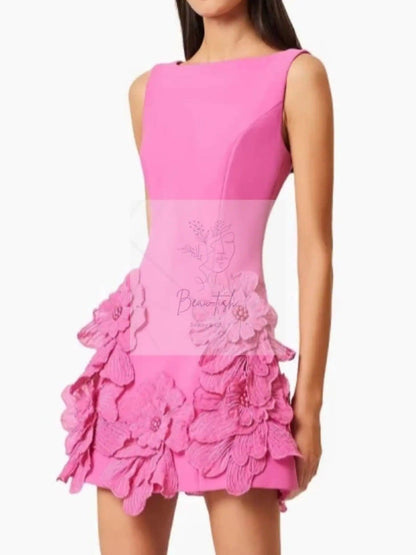 Flower Round Neck Sleeveless Dress