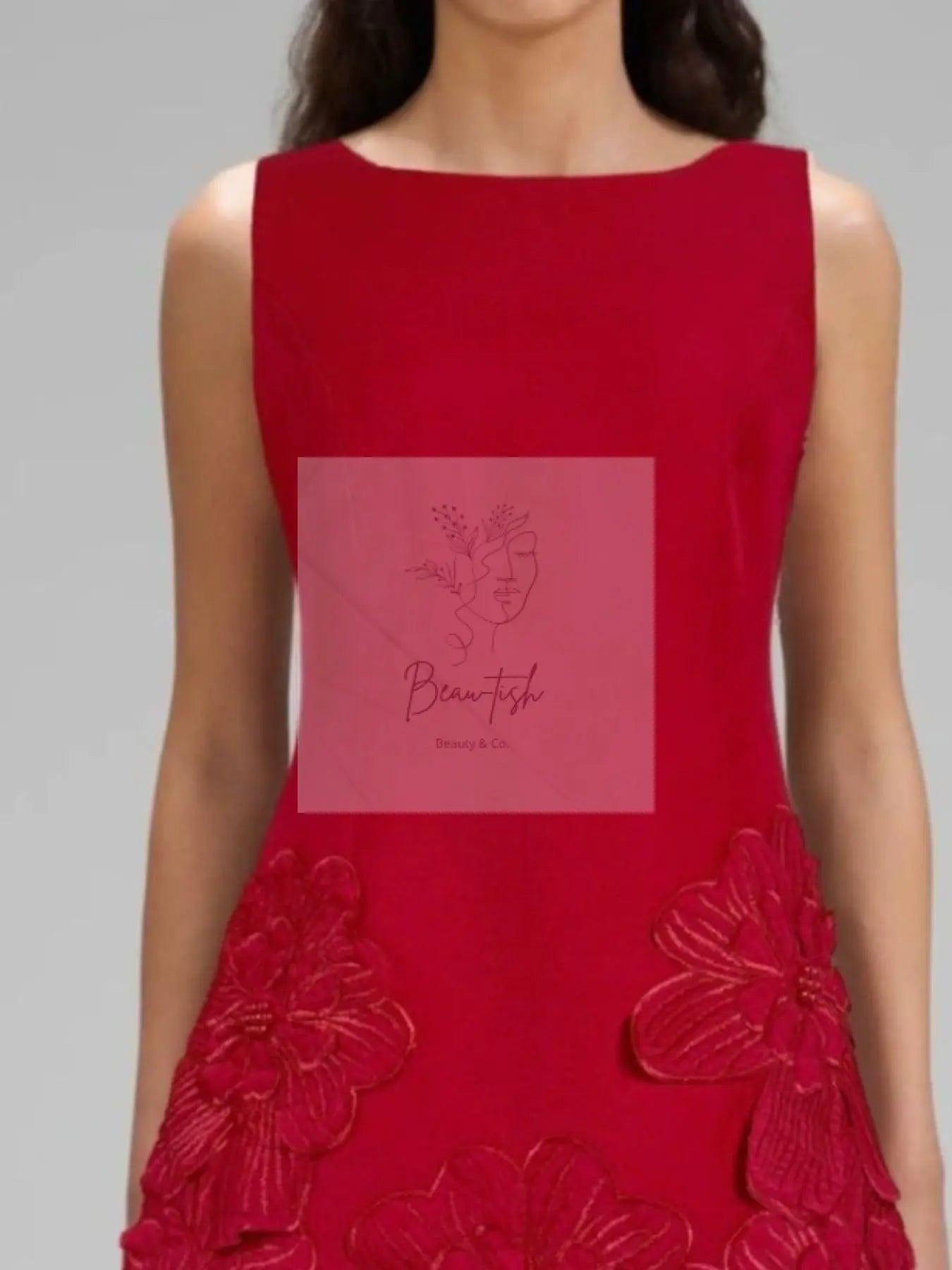 Flower Round Neck Sleeveless Dress