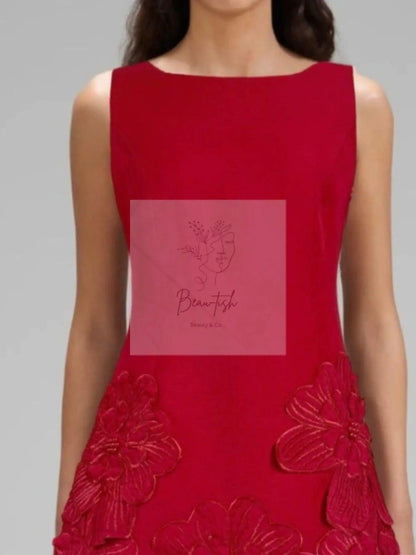Flower Round Neck Sleeveless Dress