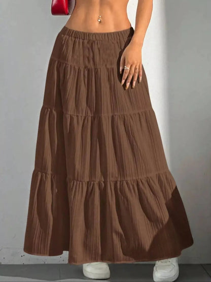 Ruched Polyester Maxi Skirt