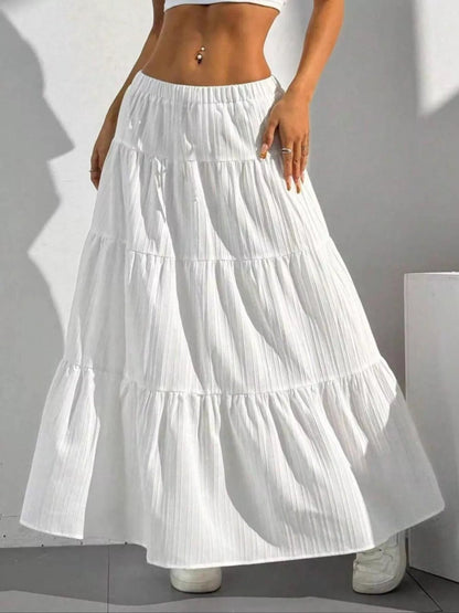 Ruched Polyester Maxi Skirt