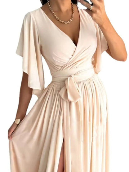 Flutter Sleeve Surplice Tie Waist Dress
