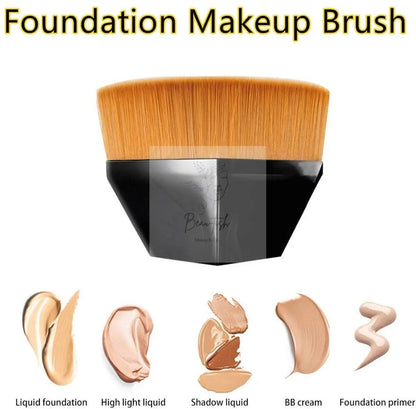Foundation Brush - 2 - Pack Multifunctional Face Brushes - Perfect for blending liquid cream or flawless foundation (black/pink)