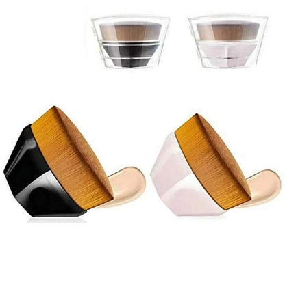 Foundation Brush - 2 - Pack Multifunctional Face Brushes - Perfect for blending liquid cream or flawless foundation (black/pink)